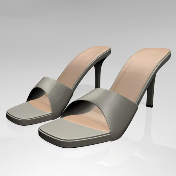 Peep-toe high-heel slide sandals 01 3D Model .c4d .max .obj .3ds .fbx .stl .blend 