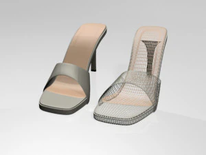 Peep-toe high-heel slide sandals 01 3D Model