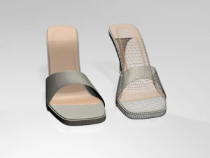 Peep-toe high-heel slide sandals 01 3D Model