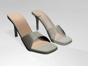Peep-toe high-heel slide sandals 01 3D Model