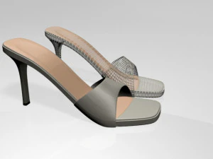 Peep-toe high-heel slide sandals 01 3D Model