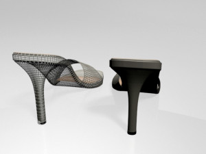 peep-toe high-heel slide sandals 01 3D Model