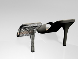 peep-toe high-heel slide sandals 01 3D Model