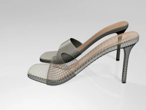 Peep-toe high-heel slide sandals 01 3D Model