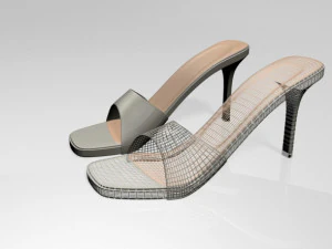 Peep-toe high-heel slide sandals 01 3D Model