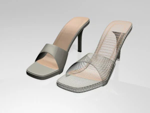 Peep-toe high-heel slide sandals 01 3D Model