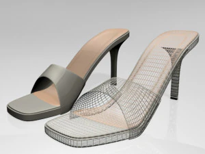 Peep-toe high-heel slide sandals 01 3D Model
