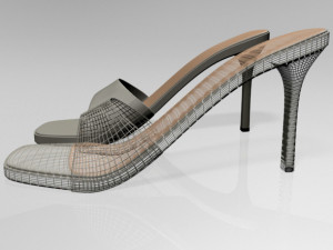 peep-toe high-heel slide sandals 01 3D Model