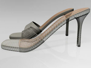 Peep-toe high-heel slide sandals 01 3D Model