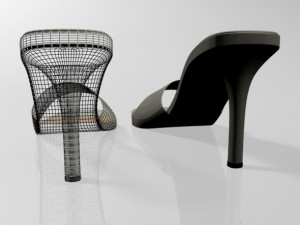 peep-toe high-heel slide sandals 01 3D Model