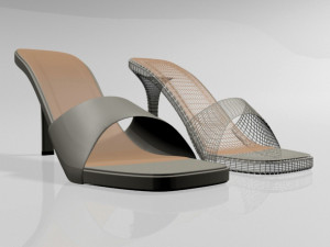peep-toe high-heel slide sandals 01 3D Model