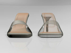 Peep-toe high-heel slide sandals 01 3D Model