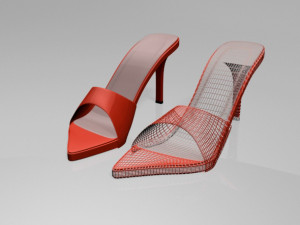 pointy-toe high-heel slide sandals 01 3D Model