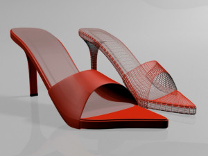 pointy-toe high-heel slide sandals 01 3D Model