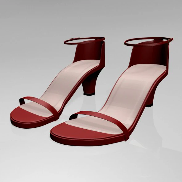Round-toe ankle-strap chunky-heel sandals 01 3D Model .c4d .max .obj .3ds .fbx .stl .blend 
