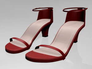 राउंड-टो एंकल-स्ट्रैप चंकी-हील सैंडल 01 3D मॉडल