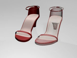 Round-toe ankle-strap chunky-heel sandals 01 3D Model