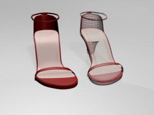 round-toe ankle-strap chunky-heel sandals 01 Model 3D