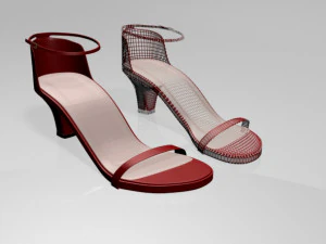 Round-toe ankle-strap chunky-heel sandals 01 3D Model