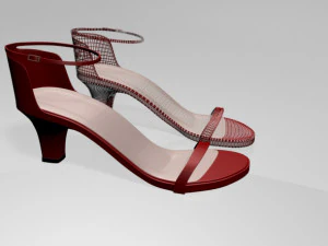 Round-toe ankle-strap chunky-heel sandals 01 3D Model
