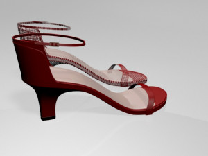 round-toe ankle-strap chunky-heel sandals 01 Model 3D