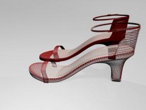 round-toe ankle-strap chunky-heel sandals 01 Model 3D