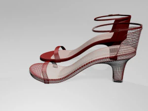 Round-toe ankle-strap chunky-heel sandals 01 3D Model
