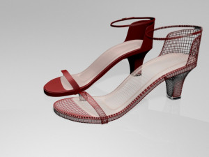 round-toe ankle-strap chunky-heel sandals 01 Model 3D