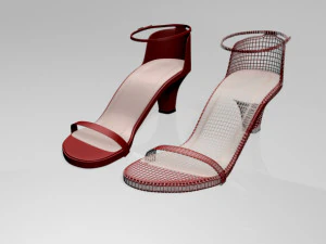 Round-toe ankle-strap chunky-heel sandals 01 3D Model