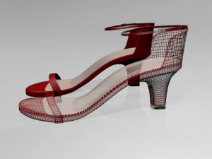 Round-toe ankle-strap chunky-heel sandals 01 3D Model