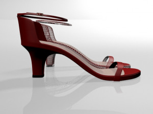 round-toe ankle-strap chunky-heel sandals 01 Model 3D