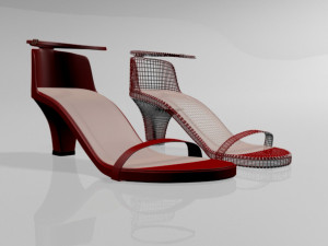 round-toe ankle-strap chunky-heel sandals 01 Model 3D