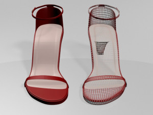 round-toe ankle-strap chunky-heel sandals 01 Model 3D