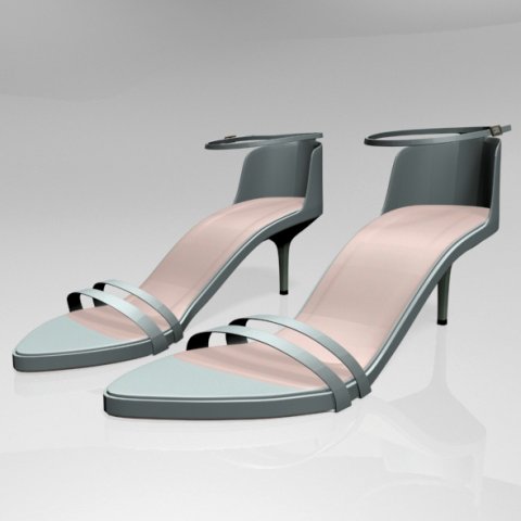 Pointy-toe ankle-strap high-heel sandals 02 3D Model .c4d .max .obj .3ds .fbx .stl .blend