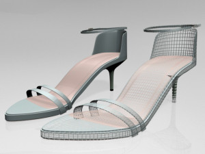 Pointy-toe ankle-strap high-heel sandals 02 3D Model