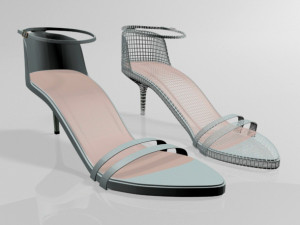 Pointy-toe ankle-strap high-heel sandals 02 3D Model