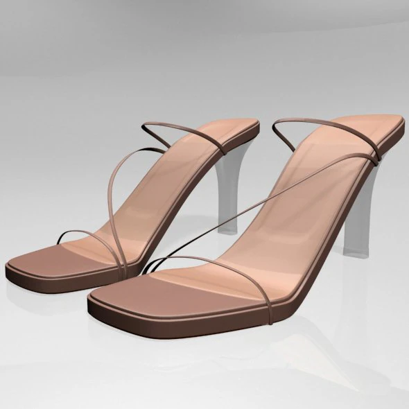 Square-toe chunky-heel slide sandals 01 3D Model .c4d .max .obj .3ds .fbx .stl .blend 