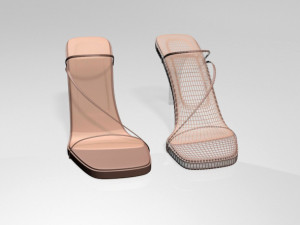 square-toe chunky-heel slide sandals 01 Modèle 3D