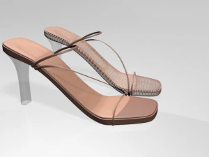 Square-toe chunky-heel slide sandals 01 3D Model