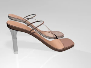 Square-toe chunky-heel slide sandals 01 3D Model
