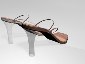 square-toe chunky-heel slide sandals 01 Modèle 3D