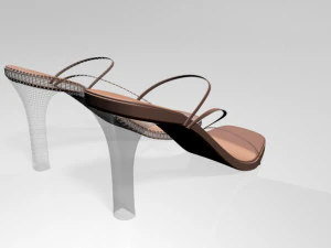 Square-toe chunky-heel slide sandals 01 3D Model