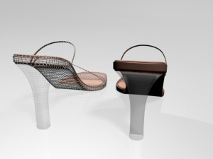square-toe chunky-heel slide sandals 01 Modèle 3D
