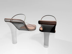 Square-toe chunky-heel slide sandals 01 3D Model
