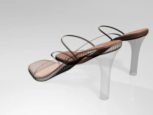 Square-toe chunky-heel slide sandals 01 3D Model