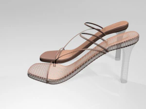 Square-toe chunky-heel slide sandals 01 3D Model