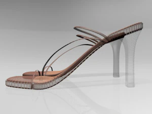 Square-toe chunky-heel slide sandals 01 3D Model