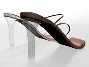 square-toe chunky-heel slide sandals 01 Modèle 3D