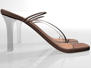 Square-toe chunky-heel slide sandals 01 3D Model