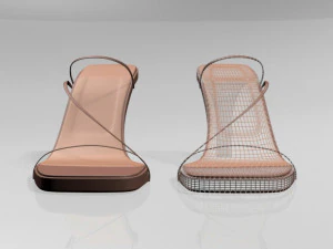Square-toe chunky-heel slide sandals 01 3D Model